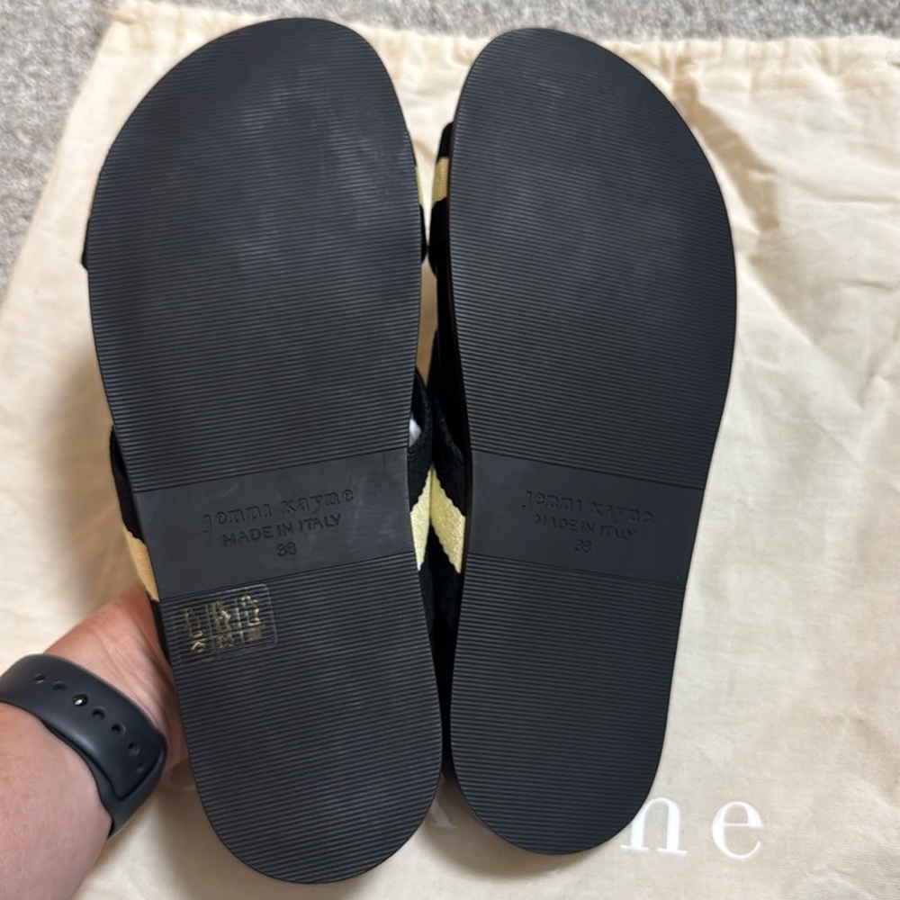 BNIB Size 38 Jenni Kayne Black and Cream Women's Sandals! - Picture 9 of 13